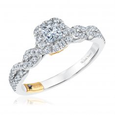 The Little Prince® 3/4ctw Princess Diamond Halo Twist Two-Tone Engagement Ring