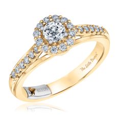 The Little Prince 5/8ctw Round Diamond Halo Yellow Gold Engagement Ring