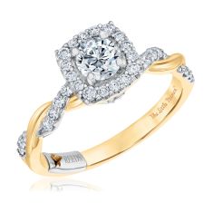 The Little Prince 7/8ctw Round Diamond Halo Twist Two-Tone Engagement Ring