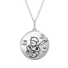 The Little Prince Diamond Accent Boy and World Sterling Silver Pendant Necklace