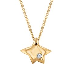 The Little Prince Diamond Accent Puffed Star Yellow Gold Pendant Necklace