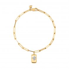 The Little Prince® 1/20ctw Star Yellow Gold Paperclip Chain Bracelet