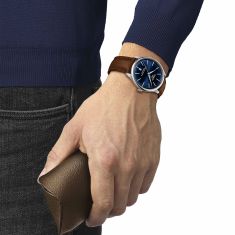 Tissot Chemin des Tourelles Powermatic 80 Blue Dial Brown Leather Strap Watch 39mm - T139.807.16.041.00