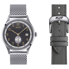 Tissot Heritage Small Second 1938 COSC Grey Dial Stainless Steel Mesh Bracelet Watch | 39mm | T1424281108200