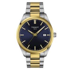 image of Tissot PR 100 Blue Dial Two-Tone Stainless Steel Bracelet Watch 40mm - T1504102204100 with sku:T1504102204100