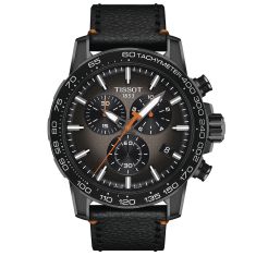 Tissot black leather sales strap watch