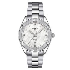 Tissot T- Classic PR 100 Sport Chic Mother of Pearl Diamond Accented Dial Stainless Steel Bracelet Watch | 36mm | T1019101111600
