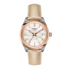 Tissot T-Classic PR 100 Mother-of-Pearl Dial and Cream Leather Strap Watch - 34mm - T1502102611100