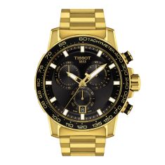 Tissot T-Classic Supersport Chrono Black Dial and Yellow Gold PVD-Coated Bracelet Watch - 45.5mm - T1256173305101