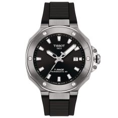 Tissot T-Race Powermatic 80 Black Dial Black Silicone Strap Watch 41mm - T1418071705100