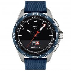 Tissot T-Touch Connect Solar Black Dial Blue Leather Strap Watch | T1214204705106