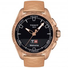 Tissot T-Touch Connect Solar Rose Gold-Tone Leather Strap Watch | T1214204605100