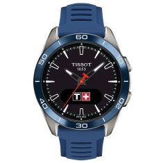 Tissot T-Touch Connect Solar Sport Black Dial Blue Silicone Strap Watch 43.75mm - T1534204705101