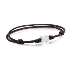 TOUS Acero Stainless Steel Bear and Brown Leather Bracelet