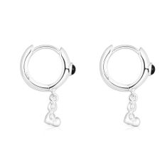 TOUS Bold Bear Black Onyx and Sterling Silver Hoop Drop Earrings