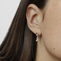 TOUS Bold Bear Black Onyx and Sterling Silver Hoop Drop Earrings