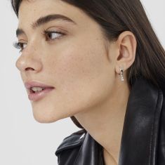 TOUS Bold Bear Black Onyx and Sterling Silver Hoop Drop Earrings