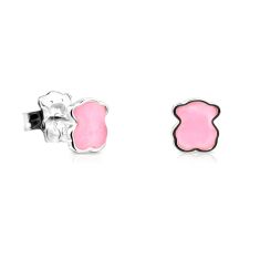 TOUS Color Bear Rose Quartz and Sterling Silver Stud Earrings