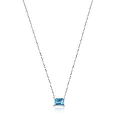 TOUS Color Pills Emerald-Shaped Blue Topaz Sterling Silver Pendant Necklace
