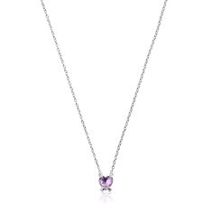 TOUS Color Pills Heart-Shaped Amethyst Sterling Silver Pendant Necklace