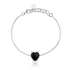 TOUS Color Pills Heart-Shaped Onyx Sterling Silver Bracelet - 7 Inch