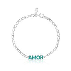 TOUS Crossword Amor Sterling Silver and Blue Enamel Bracelet REEDS Jewelers