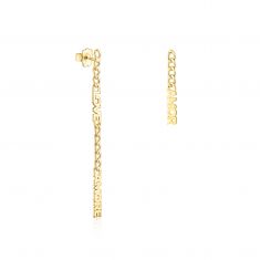 TOUS Crossword Amor Yellow Gold Plated Chain Drop Earrings REEDS Jewelers