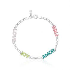 TOUS Crossword Sterling Silver and Colored Enamel Bracelet