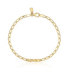 TOUS Crossword Yellow Gold-Plated Love Heart Bracelet