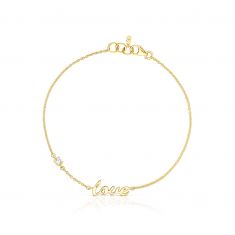 TOUS Crossword Yellow Gold and 1/20ct Diamond Love Bracelet REEDS
