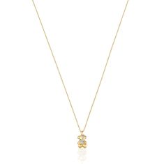 TOUS Lligat Diamond Yellow Gold Pendant Necklace