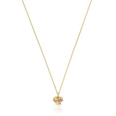 TOUS Lligat Rhodolite Gold Plated Heart Pendant Necklace