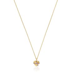 TOUS Lligat Rhodolite Gold Plated Heart Pendant Necklace