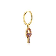 TOUS Manifesto Multi-Stone Yellow Gold Single Drop Earring