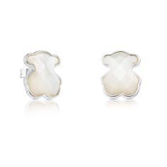 TOUS Mother-of-Pearl Bear Sterling Silver Stud Earrings