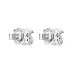 TOUS Motif Bear Black Spinel Sterling Silver Stud Earrings