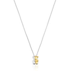 image of TOUS My Other Half Bear Short Two-Tone Pendant Necklace with sku:20511127