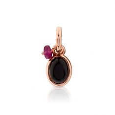 TOUS Onyx and Ruby Rose Gold-Plated Pendant