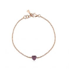 TOUS Rose Gold-Plated Vermeil and Ruby Adjustable Heart Bracelet