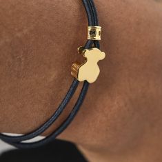 TOUS Sweet Dolls Black Elastic Gold-Plated Bear Motif Bracelet