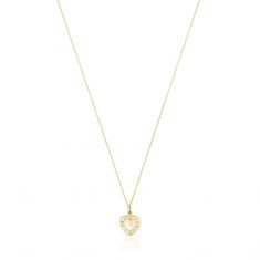 TOUS Yellow Gold and Mother-of-Pearl Adjustable Heart Pendant Necklace