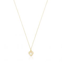 TOUS Yellow Gold and Mother-of-Pearl Adjustable Heart Pendant Necklace
