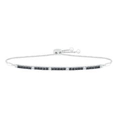 Treated Black Diamond and Diamond Bolo Bracelet 1ctw