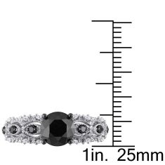 Treated Black Diamond and Diamond Vintage-Inspired Engagement Ring 2ctw