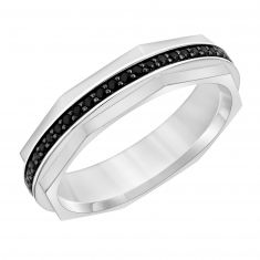 Treated Black Diamond White Gold Faceted Eternity Couples' Wedding Band | 4.5mm | ONE Collection