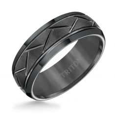 TRITON Black Tungsten Carbide Alternating Diagonal Cut Comfort