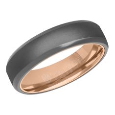 TRITON Grey Tantalum and Rose Gold Sleeve Comfort Fit Wedding Band 6mm