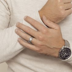 TRITON Grey Tungsten Carbide Brushed Finish Step Edge Comfort Fit Wedding Band 9mm