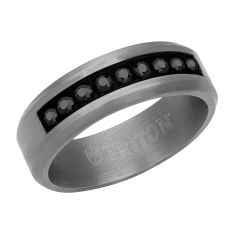 TRITON Tantalum and Black Sapphire Comfort Fit Wedding Band 7mm