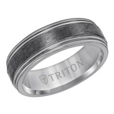 TRITON Tantalum Brushed Finish Center Comfort Fit Wedding Band 7mm